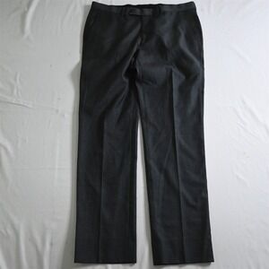 Bespoke 34x32 Gray Sharkskin Straight Leg Superfine‎ Wool Mens Dress Pants